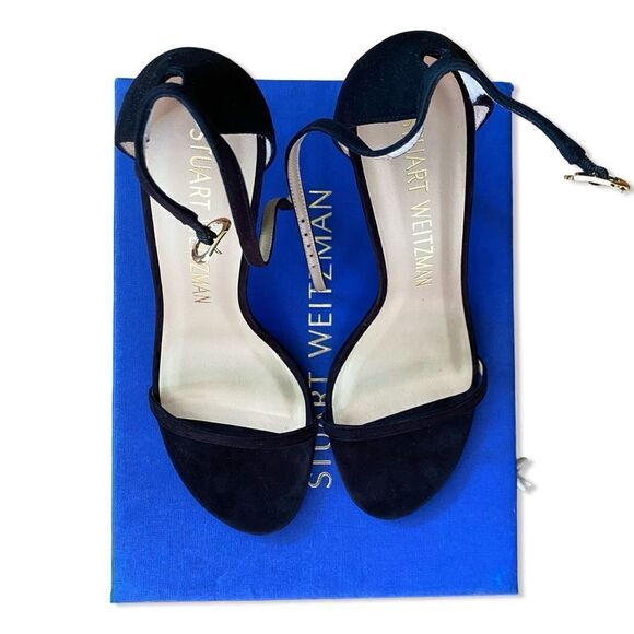 Stuart Weitzman Nudistsong high Heels Black Suede shoes strappy Revolve 9.5 - Picture 5 of 12